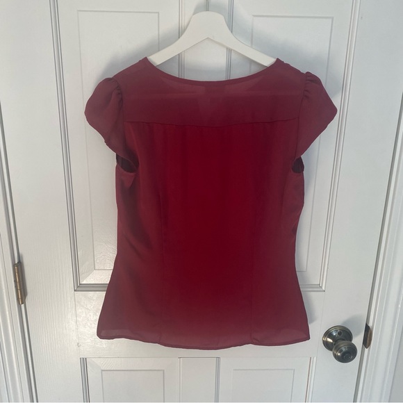 Worthington Multi-Media Raspberry Red Pleated Blouse, Petite Small - Picture 3 of 7